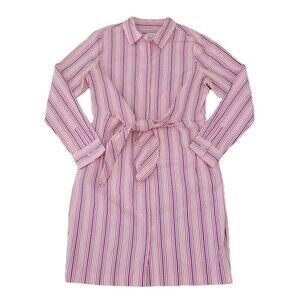 Calvin Klien Shirt Dress Womens 8 Colorful Striped LS Tie Front Boho Coastal